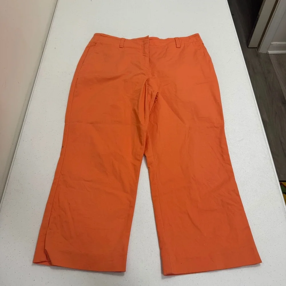 Liz Claiborne Michaela‎ Orange Cropped Wide Leg Pants Womens Size 12